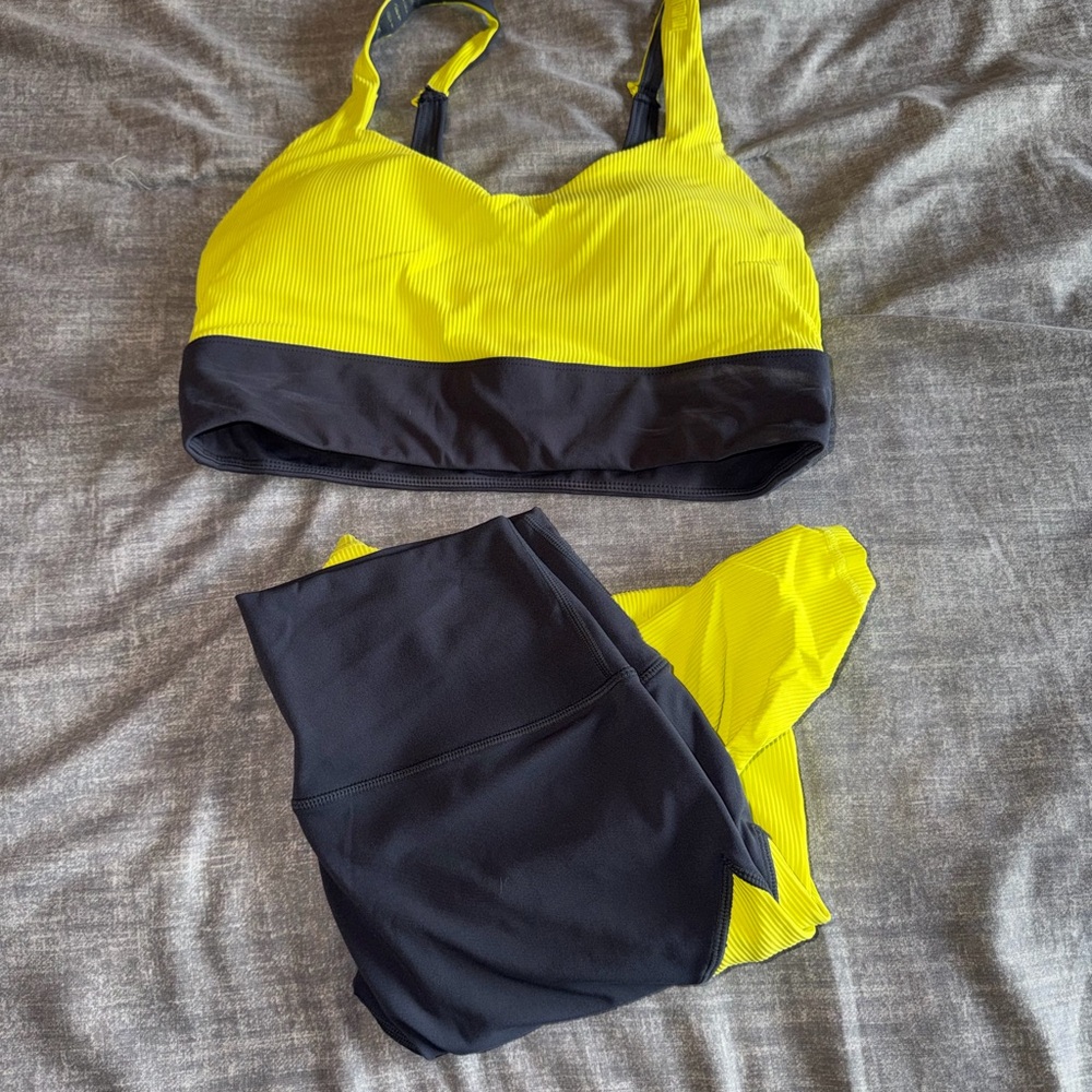 Yellow and Black Women's Workout Set